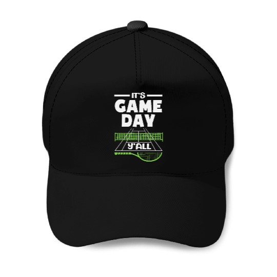 Tennis Game Day Y'all Vibes Baseball Caps