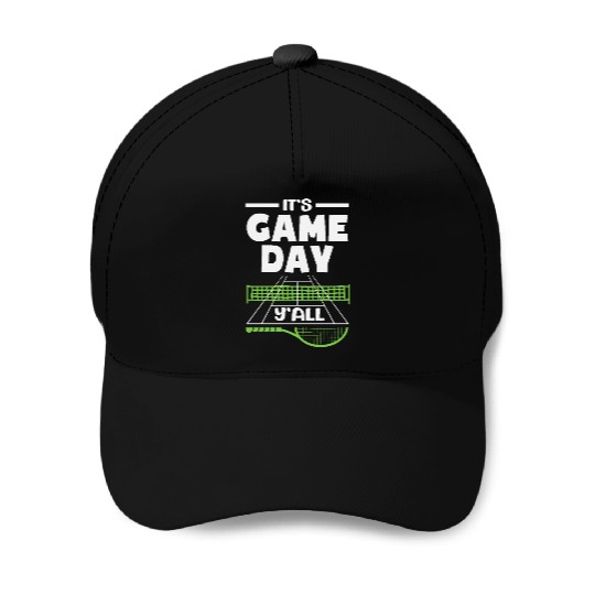 Tennis Game Day Y'all Vibes Baseball Caps