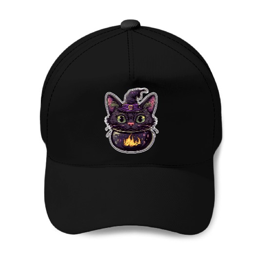 Cat Boiler Cat Witch Halloween Baseball Caps