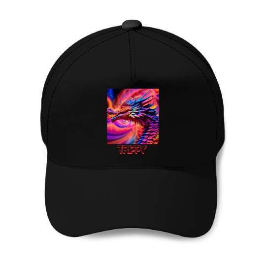 Trippy psychedelic fractal dragon Baseball Caps
