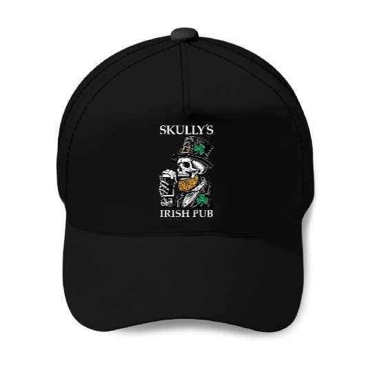Skully's Irish Pub Skull St. Patrick's Day 2025 Sh Baseball Caps