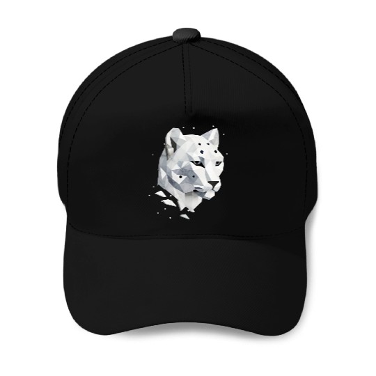 Geometric Snow Leopard - Elegance of the Wild Baseball Caps
