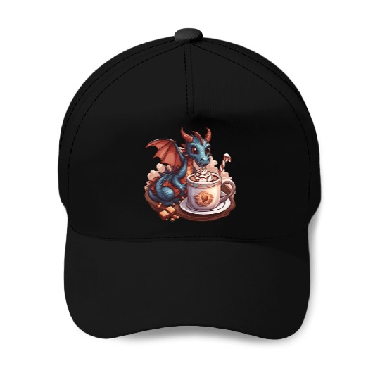 Cozy Dragon and Hot Chocolate Delight Baseball Caps