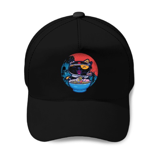 Japanese cat ramen Baseball Caps
