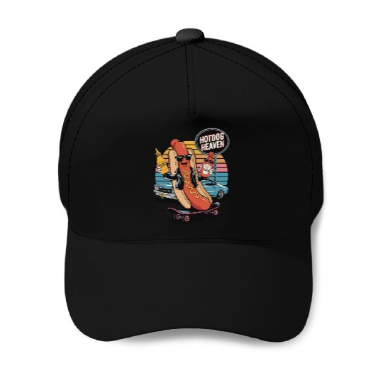Funny Hot Dog Heaven Fast Food Skateboard Skater Baseball Caps