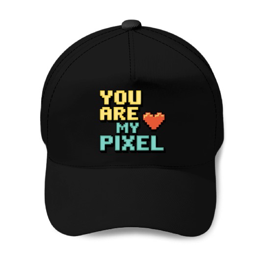 Gamer Valentine's Pixel 8-bit Gaming Couple Baseball Caps