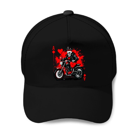 Red Ace Skull Rider Artwork Baseball Caps