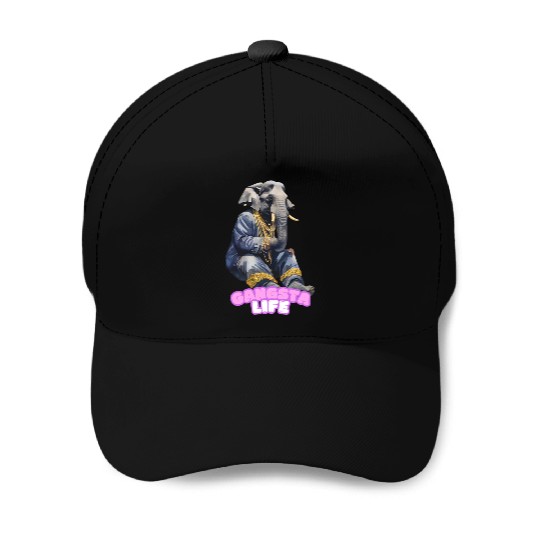 Gangsta Life Elephant Baseball Caps