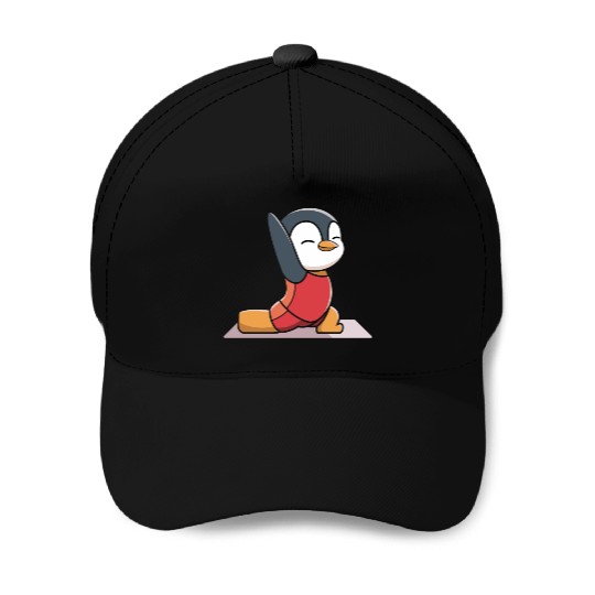 Cute Penguin Yoga Pose for Relaxation Fun Baseball Caps