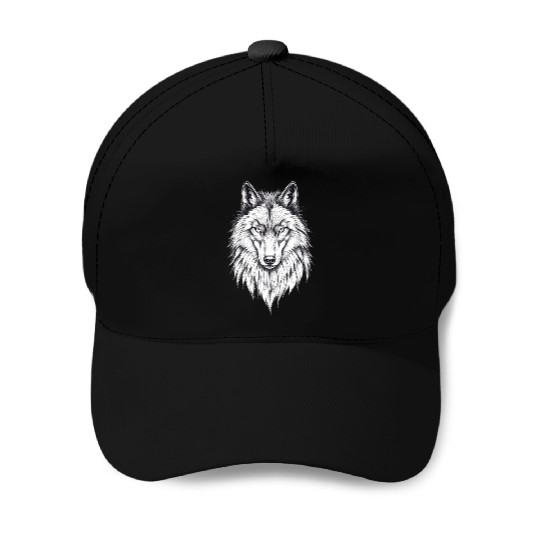 Wolf Face: Majestic and Wild Baseball Caps