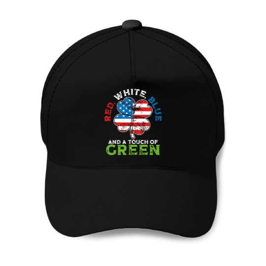 Red White Blue and a Touch of Green Irish USA Baseball Caps