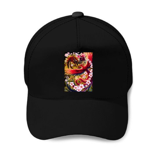 Chinese Dragon and Phoenix Baseball Caps
