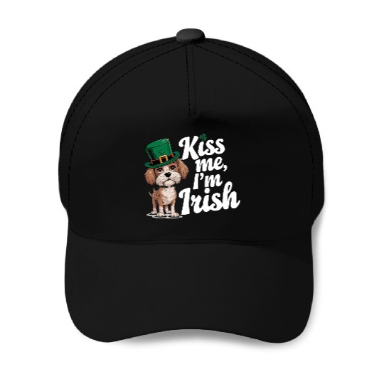 St. Patrick's Day Dog Kiss Me I'm Irish Cute Puppy Baseball Caps