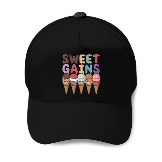 Sweet Gains A sweet gift for ice cream and sports Baseball Caps