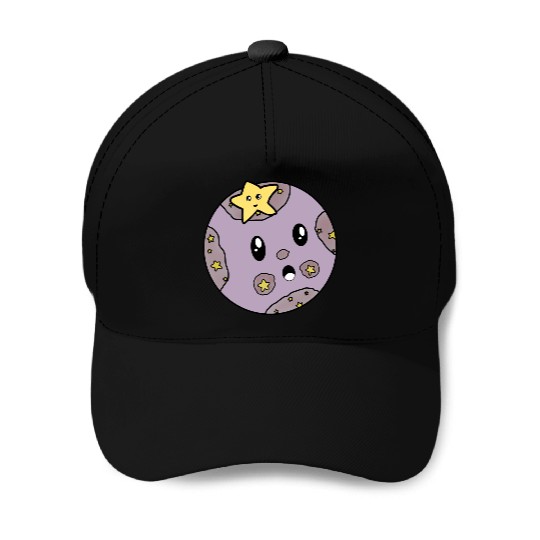 Surprised Purple Moon Baseball Caps