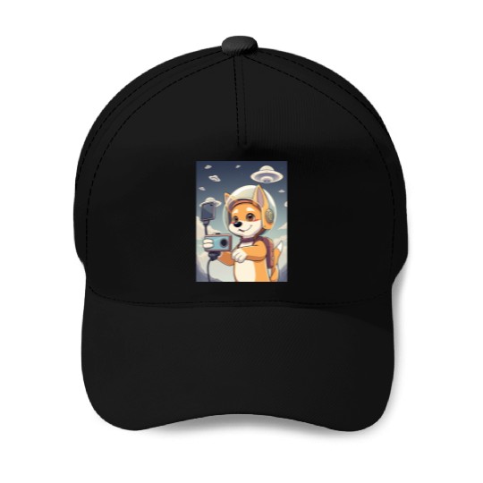 Funny Dog Rescue Anime Selfie with UFOs Weird Baseball Caps