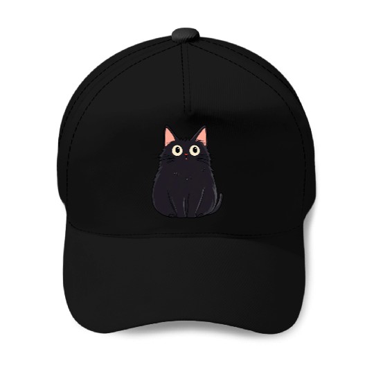 Startled black cat Baseball Caps