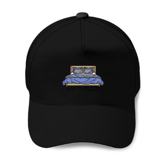 My Happy Place Blue Bed Baseball Caps
