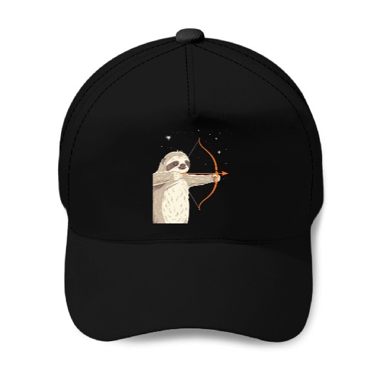 Sagittarius Zodiac Sloth Archer in the Stars Baseball Caps