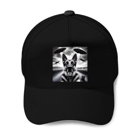 German shepherd Gsp Funny Graphic Selfie UFOs Weir Baseball Caps