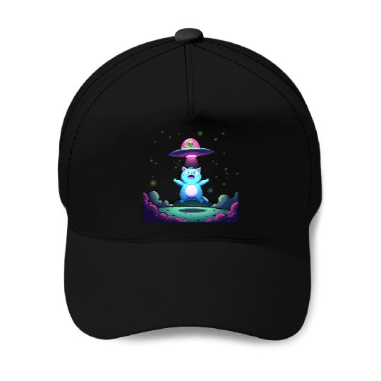 Alien Cat Abduction Art Baseball Caps