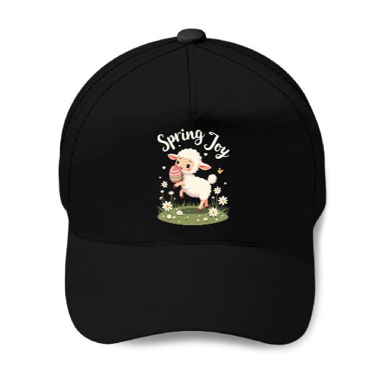 Playful Easter Lamb Baseball Caps – Springtime Joy Desig