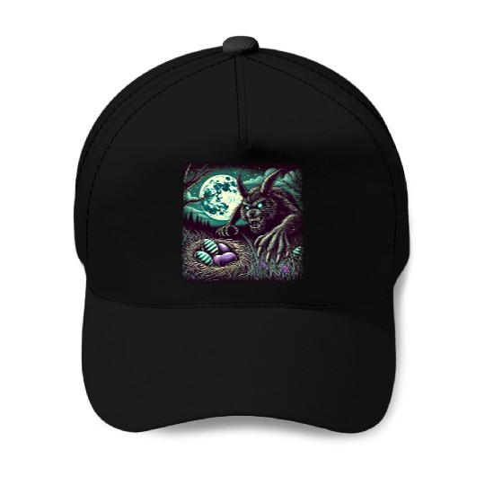 Creepy Werewolf Easter Bunny Nightmare Baseball Caps