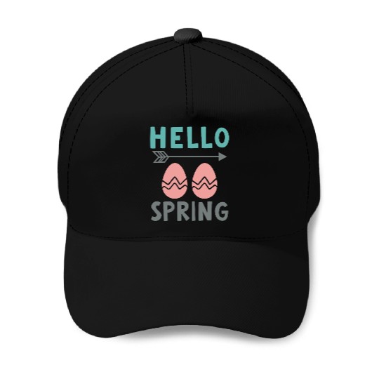 Hello Spring - Spring Design with Easter Eggs Baseball Caps