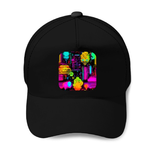 Neon UV Style Vintage 80s Retro Baseball Caps