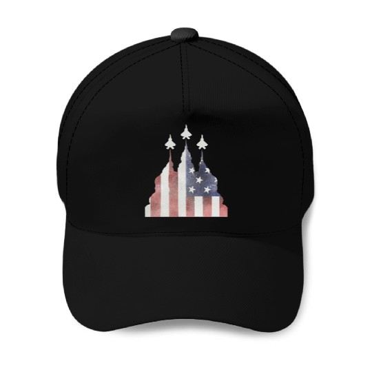 Patriotic Flyby F-22 Raptor Baseball Caps