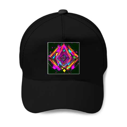 Neon Colors Vintage Party Rave Baseball Caps