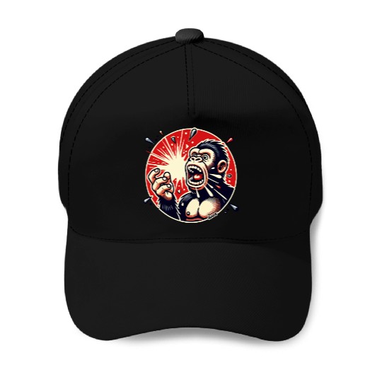 Panic Gorilla Balloon Pop Baseball Caps