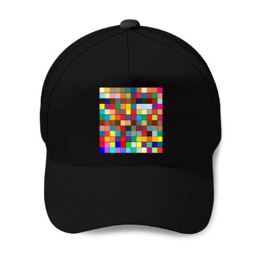 "Vibrant Multi-Color Square Box Design Baseball Caps"