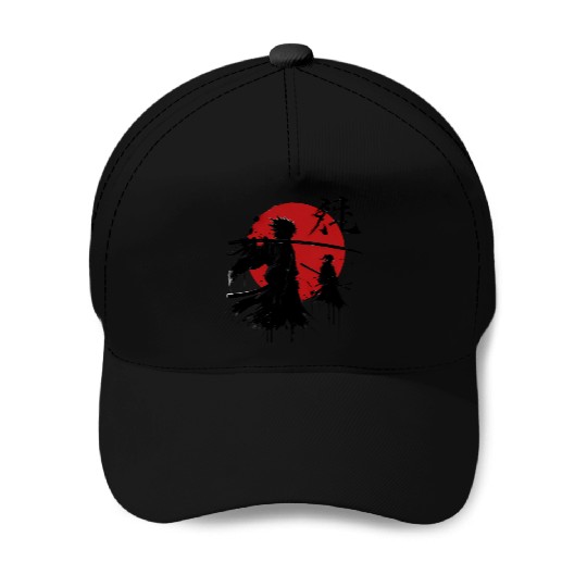 Shadow Samurai Warriors Under Blood Moon Baseball Caps