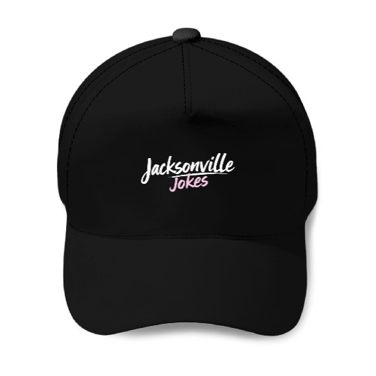 Jacksonville Jokes Brushstroke Text Design in Pink Baseball Caps