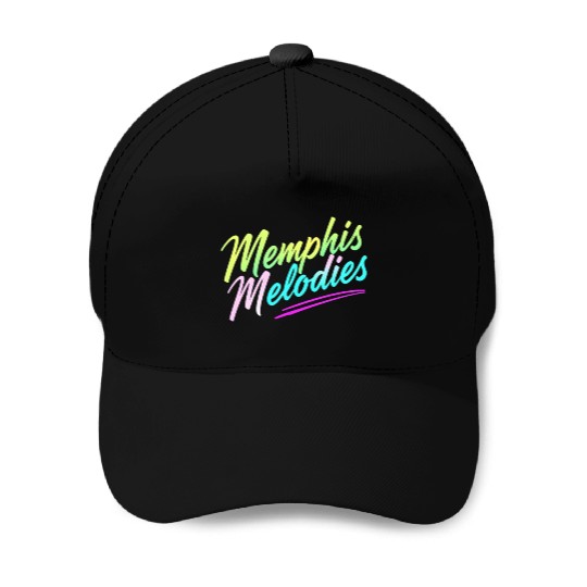 Memphis Melodies Pastel Vibrant Typography Art Baseball Caps
