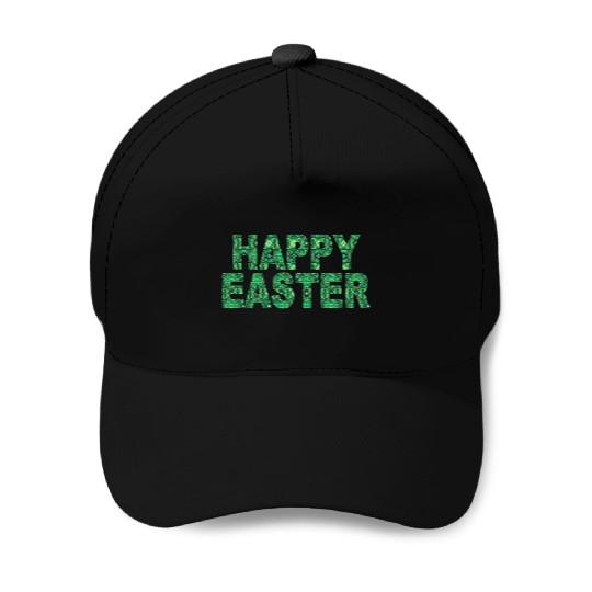 Happy Easter Green Swirl Font Easter Gift Baseball Caps