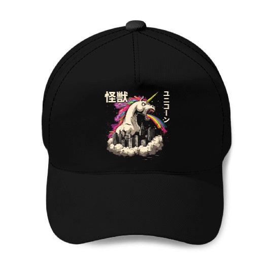Kaiju Unicorn Japanese Monster Rainbow Baseball Caps