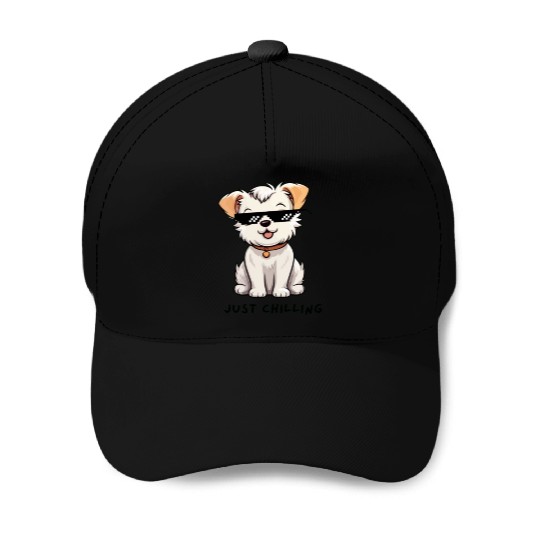 Gold White Hand Drawn Running Cat Baseball Caps remov