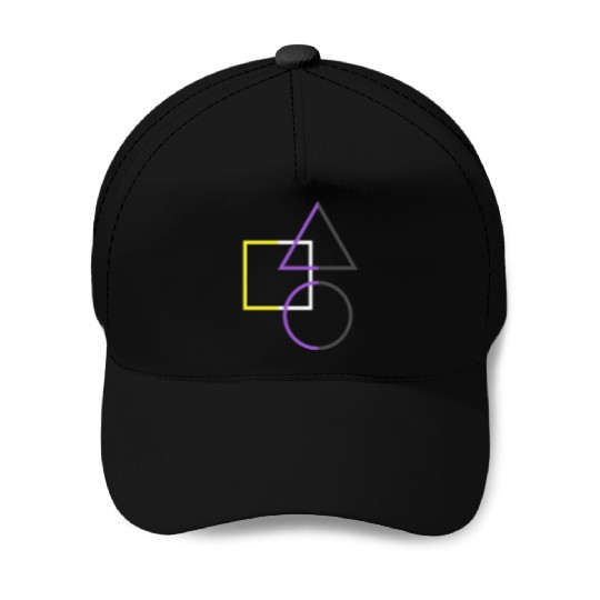 Nonbinary Pride Shapes Triangle Circle Square Baseball Caps