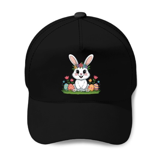 Easter Bunny Flower Crown Spring Eggs Baseball Caps