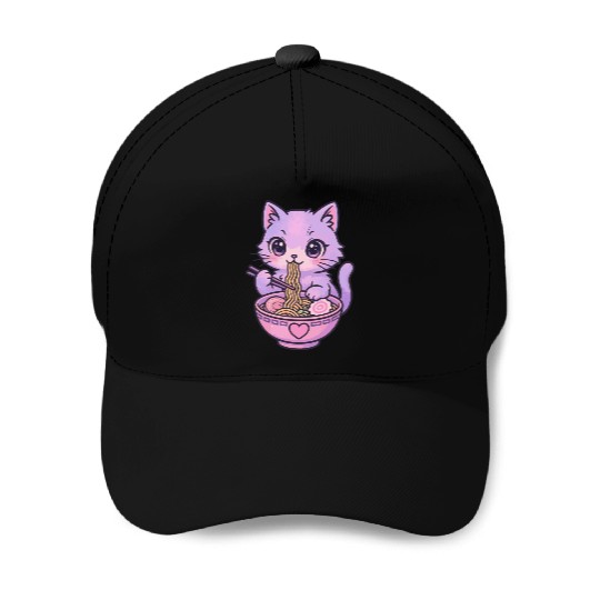 Kawaii Cat Ramen Baseball Caps