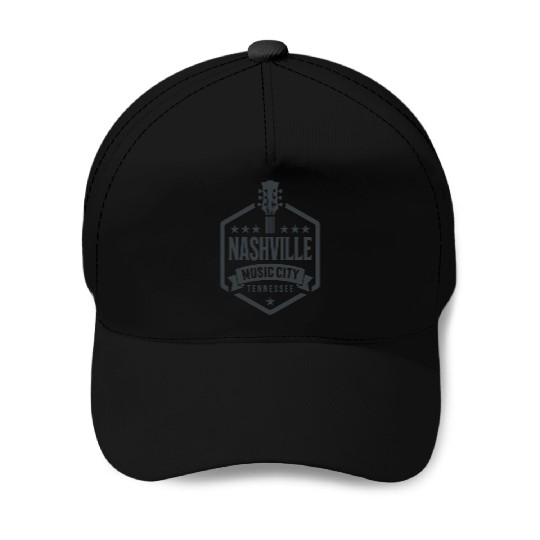 Nashville Music City Guitar Tennessee Baseball Caps