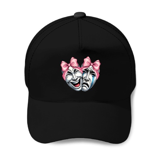 Coquette Bow Theatre Mask Drama Comedy Artist Girl Baseball Caps
