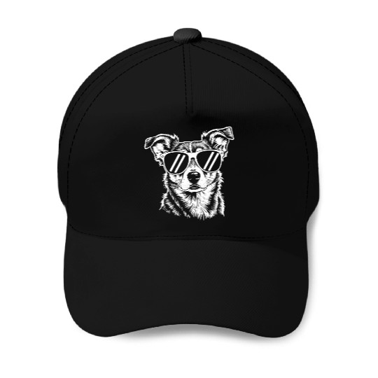 Border Collie Dog Wearing Sunglasses Vintage Pet Baseball Caps