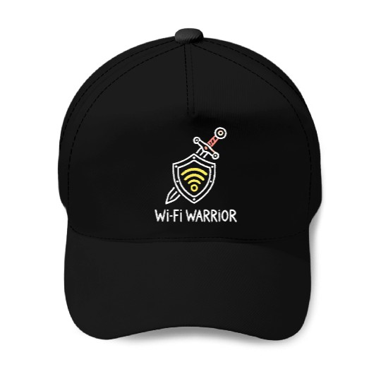 Wi-Fi Warrior Fun Tech Shield Design Nerd Tech Fun Baseball Caps
