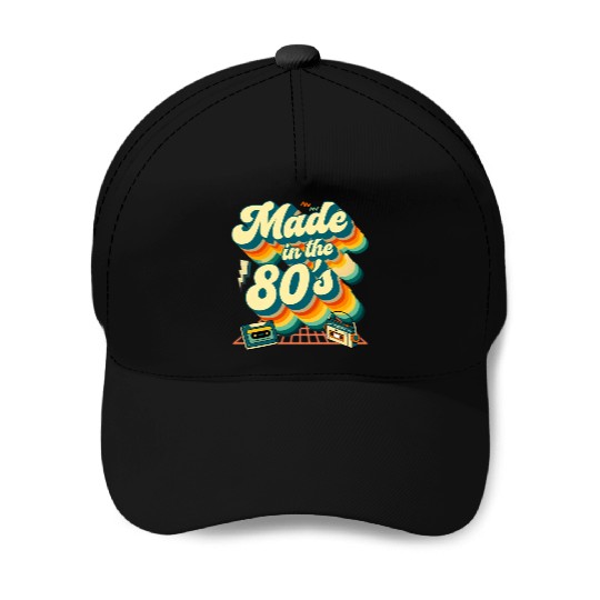 made in the 80s retro groovy Baseball Caps