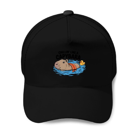 Chillin' Like A Capybara Relaxing Vibes Graphic Baseball Caps