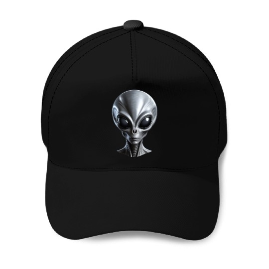 Real Grey Alien with a big head Baseball Caps