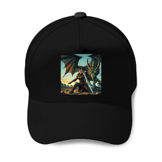 Warrior Woman & Dragon Baseball Caps